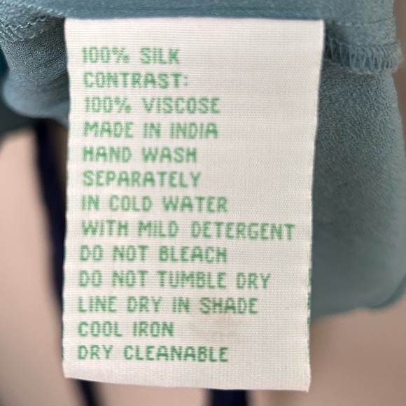 Anthropologie lil Silk Blouse Sleeveless Tie Belt Two Toned Blue Size 8 - Picture 8 of 10